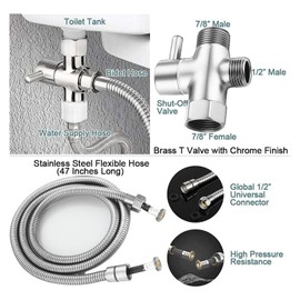 Handheld Bidet Sprayer with Explosion-Proof Hose & High Pressure - Cloth Diaper & Pet Bathing Spray Kit (Sleek Silver Finish)