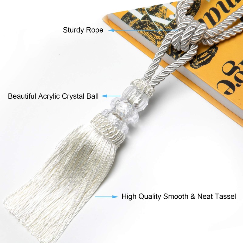 (2P, White) - Fenghuangwu 2Pcs Tassel Curtain Tiebacks Handmade, Elegant