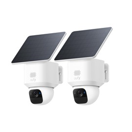 eufy Security SoloCam E30, 2 Pack, Security Cameras Wireless Outdoor, Solar Camera Outdoor Wireless, 360° Pan, AI Tracking, 2K Clarity, HomeBase S380 Compatible, No Monthly Fee (Renewed)