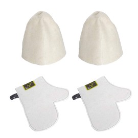 Assorted Felt White For Sauna or Banja Russian – 2 Gloves For 2 Cup – One Size Fits All White/Felt
