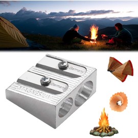 マグネシウム鉛筆削りサバイバル、1/12個 手持ち鉛筆削り、金属鉛筆削りマグネシウム、2穴鉛筆削り マグネシウム合金ウェッジプロファイル、マグネシウム合金鉛筆削り