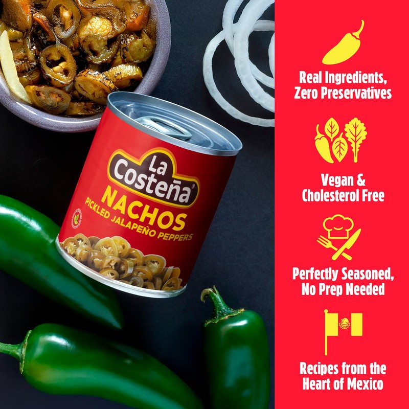 La Costeña Sliced Nacho Jalapeno Peppers - Pickled Jalapenos -