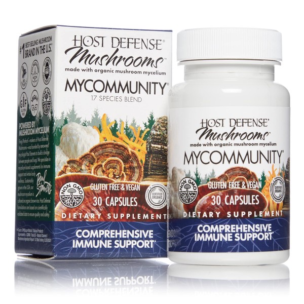 Host Defense, MyCommunity Capsules, Advanced Immune Support, Mushroom Supplement with Lion’s Mane and Reishi, 30