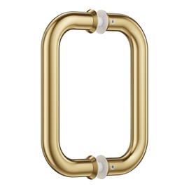 Ranbo Polished Gold 6" （CTC） Tubular Back-to-Back Shower Door Handle，Heavy-Duty 1.0mm Thick 304 Stainless Steel, for 1/4"- 1/2" Thick Glass and 1-3/8" - 2-1/6" Thick Wooden or Metal Doors