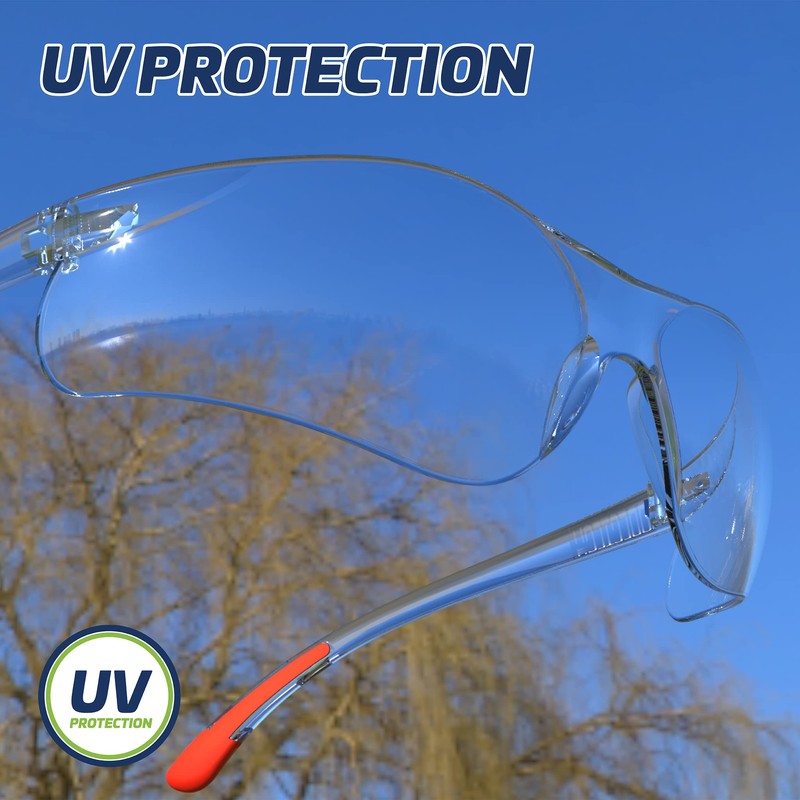 JORESTECH Safety Glasses, ANSI Z87+ Compliant, Wraparound Clear Impact-Resistant Polycarbonate