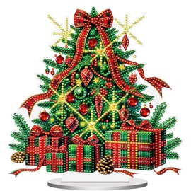 Christmas Tree Diamond Art Kit - Diamond Tabletop Kit for Adults, Christmas Tree Desktop Decorations Ornament, Gem Painting Craft Gifts for Christmas Holiday