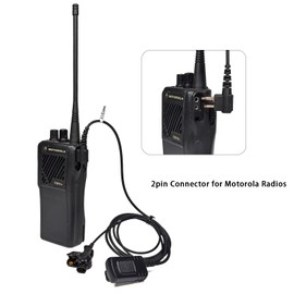 TWAYRDIO Walkie Talkie Surveillance Earpiece for Motorola CLS1410 CLS1110 CP200D CP200 CP185 RDU4100 RDM2070D, Acoustic Tube Earpiece Headset with Mic, Large PTT and Earbud for Motorola Two-way Radio