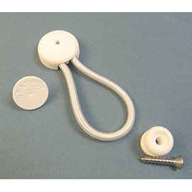StayPut Bungee/Shock Cord Fastener, White w/White Surface Attachment & Mounting Screw (5)