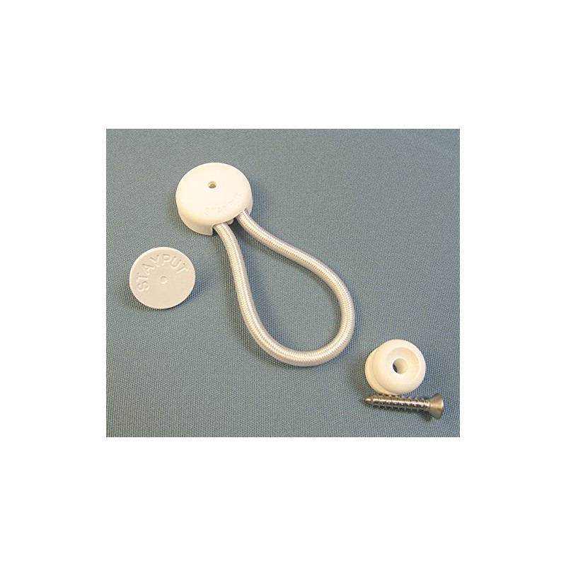 StayPut Bungee/Shock Cord Fastener, White w/White Surface Attachment & Mounting