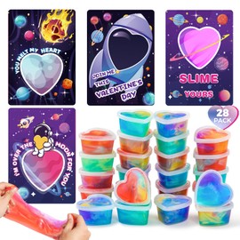 ShyLizard 28PCS Kids Valentines Day Cards for Kids Classroom School Exchange, Valentines Cards with Slime Bulk, Valentine Cards Gifts for Kids Classroom School, Valentines Day Gifts for Kid