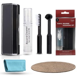 Vinyl Record Cleaning Kit - Cork & Rubber Turntable Mat, Anti-Static Brush, LP Cleaner Gel