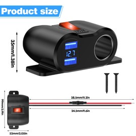 USB Steckdose Zigarettenanzünder Splitter,12V 36W QC3.0 USB-A Steckdose 120W Zigarettenanzünder Steckdosensplitter, Autoladegerät Ladebuchse Schnellladebuchse mit LED für Wohnmobile, Boote, Autos