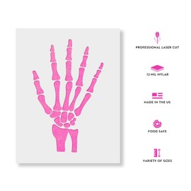 Skeleton Hand Stencil - Reusable Stencils for Painting - Mylar Stencil for DIY Projects and Crafts