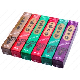 Morning Star Sandlewood Scent Japanese Incense Sticks, 6 Box of 50 Sticks (Sage, Sandalwood, Cedarwood, Musk, Frankincense and Myrrh)