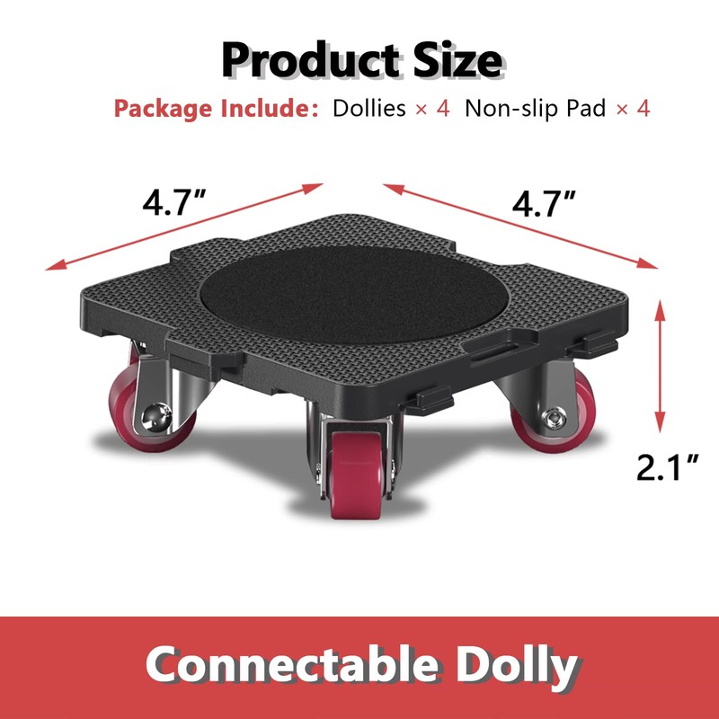 ONEON Add-on 4Pack Connectable Dolly Furniture Movers with 360° Rotating