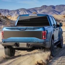 MLGB Vinyl Rear Window Decal, Deep Black American Flag Pickup Truck Sticker, 66" X 20"
