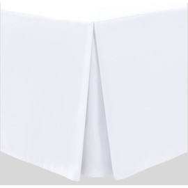 LinenHome White Box Pleated Base Valance Sheet Single Bed Skirt Platform Valance Sheets, Microfibre Soft Brushed, Easy Care Non Iron (Single, White)