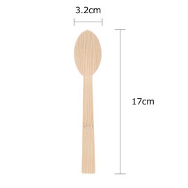HTB Bamboo Disposable Spoons, 100 Pieces, 6.7 inches (17 cm), Natural Bamboo, Unbleached, Commercial Use, Outdoors, Cafes, Events, Natural Bamboo, Eco Material, Sustainable, SDGs (HTB-BS100)