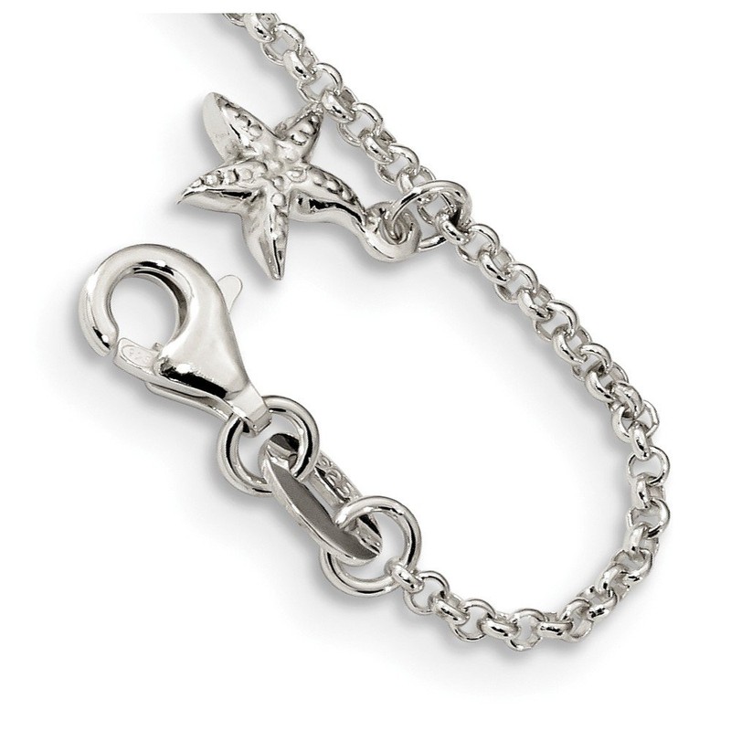 FB JEWELS Solid 925 Sterling Silver Starfish Dangles 9 Inch