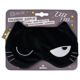 moses Ed, the Cat Sleepy Ed Sleeping Mask - Cuddly Soft Jersey Sleeping Mask with Wide and Elastic Band