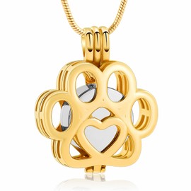 Pet Cremation Jewellery for Ashes for Dog/Cat Paw Stainless Steel Memorial Locket Urn Necklace Inside Mini Case Keepsake Cremation Jewellery Women Men, Stainless Steel, No Gemstone