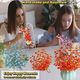 IFUNY Acrylic Beads Flowers Kits for DIY Artificial Flowers Making,DIY Flower Bouquet Kits for Crafts Decoration,Floral Arrangement Indoor and Outdoor Uv Resistant(Red)