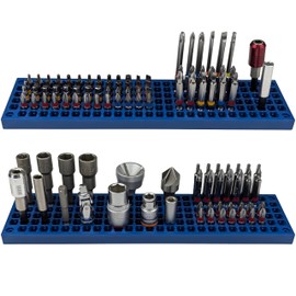 FREE ZONE Bit Organizer Set (Blue) – 158-Hole Bit Storage – 1/4" Hex Bits & Drive Bits Adapter Storage – Toolbox Storage (Tools Not Included)