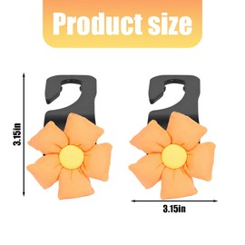 Sandfren Car Seat Headrest Hooks, 2PCS Cute Flower Vehicle Seat Back Organizer Holder for Purses Bags Grocery, Automotive Interior Storage Hanger Decoration Accessories, Universal Fit (Black/Yellow)