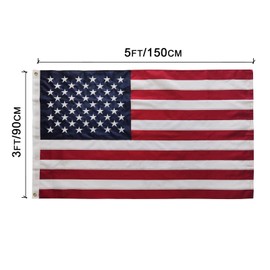 American Flag 90 x 150 cm - American Flag with Embroidered Stars Brass Eyelets 210D Nylon Material with Stitched Stripes Premium Weatherproof Flags for Outdoor and Indoor Use