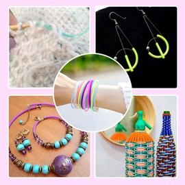 Pandahall 3 Rolls Knitting Barber Stitch Holder Cords 2mm Hollow Pipe Rubber Cords Tubing Silicone Cords Hold Stitches for Knitting Craft Stitch Keeper (Purple/Green/Gold)