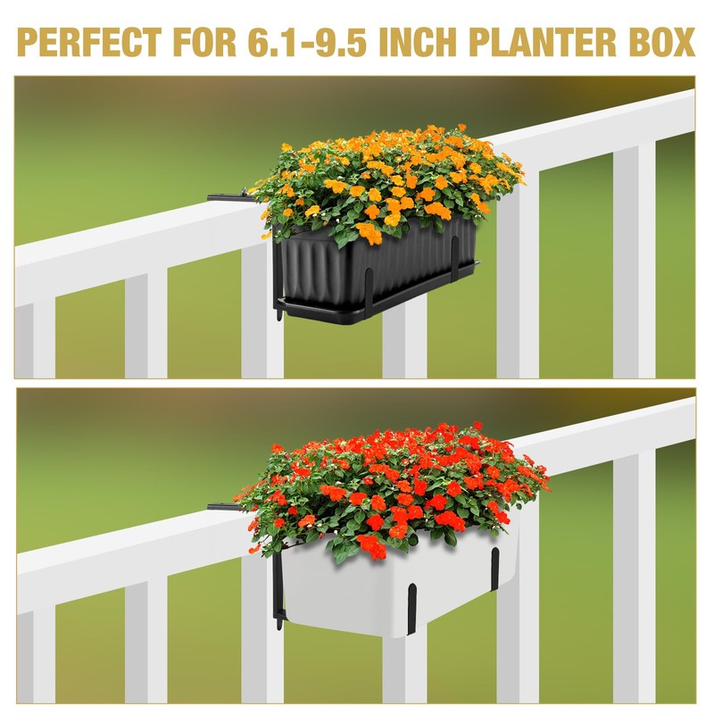 XZWMY 4-Pack Window Box Brackets,Adjustable Planter Box Brackets, Heavy Duty