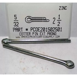 AMERICANINTEGRATEDSUPPLY.COM 5/32X2-1/2 COTTER PINS EXTENDED PRONG STEEL ZINC PLATED (25)