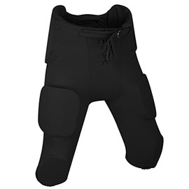 Exxact Sports Youth Integrated Football Pants | Bubble Pro Pads (Youth) (X-Large, Black with High Rise Hip Pads)