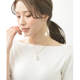 Vingtaine P5005 Baroque Pearl Style Long Chain Earrings, Titanium Post, Large, Freshwater Pearl-like, Acrylic