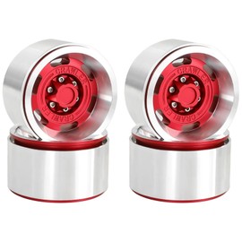 1.9 Metal Beadlock Wheels for 1/10 RC Crawler/Trail Truck, Compatible with Axial SCX10/Capra/TRX-4, CNC-Machined Alloy Rims Heavy-Duty Off-Road Performance Red