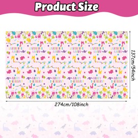 Domgoge Dinosaur Birthday Table Cloths Pink Dino Plastic Table Covers Tablecloths Rectangular Tablecloth Disposable Wipe Clean Waterproof Table Cloth Cover for Kids Birthday Party Decoration, 2pcs