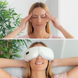 InnovaGoods® Eye Massager with 4-in-1 EyeSky Air Compression, Relieves Eye Fatigue and Improve Circulation, Compact Design, Ideal for Home and Work
