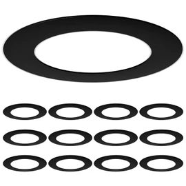 Amico 12 Pack Goof Rings for 6 Inch Recessed Lights, Can Light Trim Ring Cover, Outer Diameter 8.6-inch, Inner Diameter 6.2-inch, Durable Plastic Design, Black