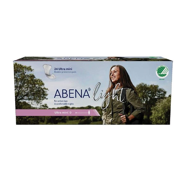 Abena Light Incontinence Pads, Eco-Labelled Women's Incontinence Pads For Adults, Breathable & Comfortable With Fast Absorption & Protection, Incontinence Pads For Women, Ultra Mini 0, 100ml, 10x 24PK