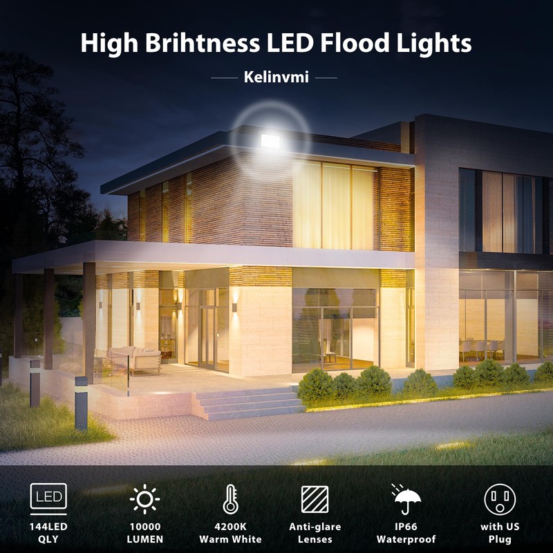 kelinvmi 100 W Outdoor LED Floodlight, 10000 lm LED Floodlight,