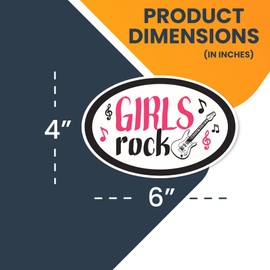 Magnet Me Up Girls Rock Pink and Black Guitar Oval Magnet Decal – 4"x6" Heavy-Duty Waterproof Automotive Magnet for Car, Truck, SUV, Locker, Refrigerator, Durable, Fade-Resistant, Crafted in USA