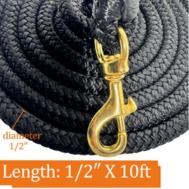Kabahorze Horse Rein with Snaps, 1/2" Diameter x 10 FT, Double Braided Nylon Roping Rein, Round Trail Rope Rein for Horse Headstall | Durable, Soft & Comfortable Grip