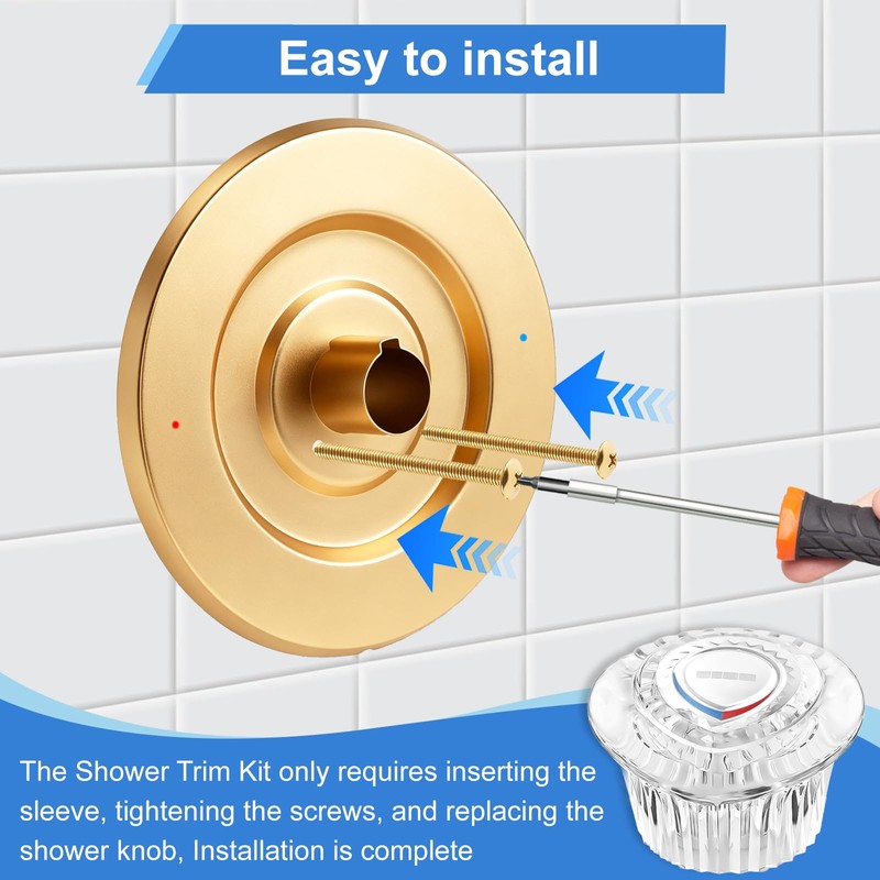 T470 Shower Trim Kit Compatible With Moen Chateau, Gold Handle