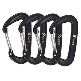 Favofit 12KN Heavy Duty Carabiner Clips, 4 Pack, Small Wiregate Caribeaners for Gym Hammock Backpack Keychain Dog Leash, Black