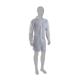 Shield DC02VM Single Non Woven Lab Coat, Medium, White