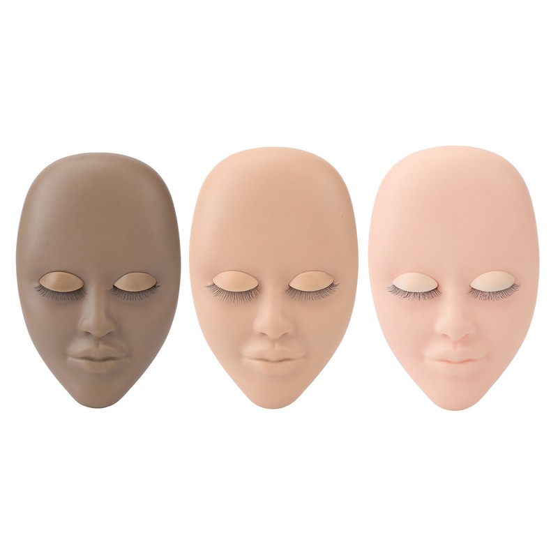 3pcs Lash Mannequin Head Double Layers Realistic Training 3D Rubber
