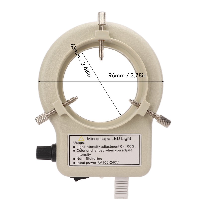 Microscope Illuminator Ring LED Light Source Adjustable Accessory 100‑240V