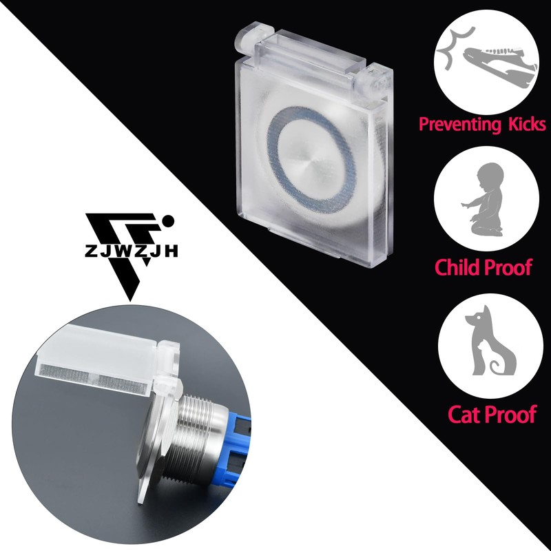 (3 Pcs) 22mm 7/8" Power Push Button Switch Cover, Round