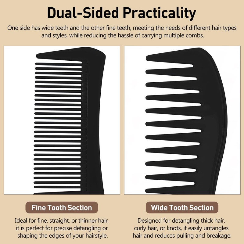 Zoolinn Versatile Hair Grooming Set - 3PCS Black Double-Sided Combs