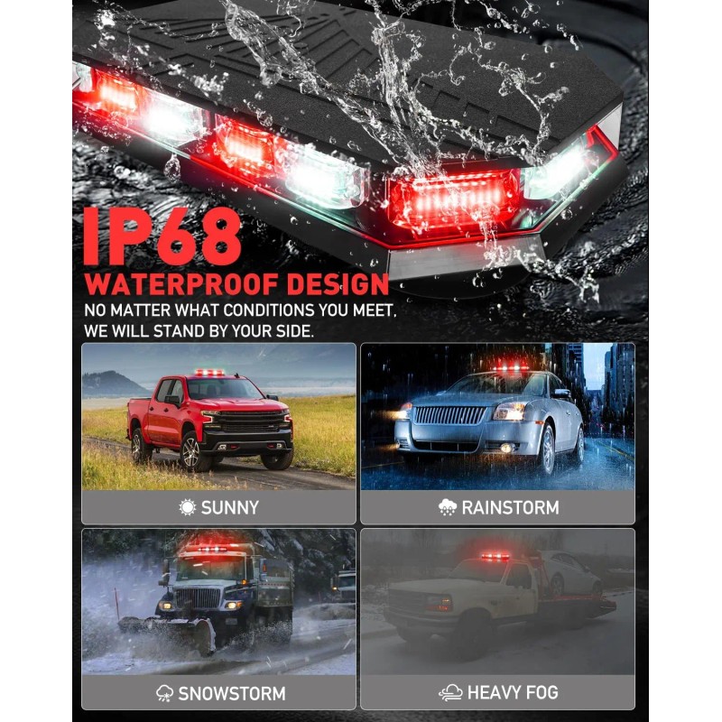 406D Rooftop Emergency Strobe Light Bar 102 LED Red White